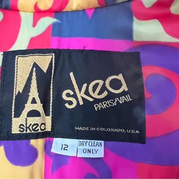 SKEA PARIS/VAIL  Y2K Winter Wear Vintage Abstact Winter Bomber Jacket Size 12 - Picture 6 of 13